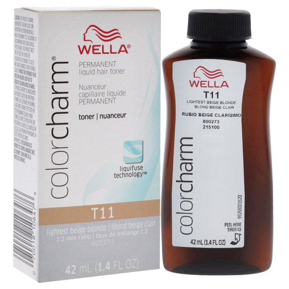 Color Charm Permanent Liquid Toner - T11 Lightest Beige Blonde by Wella 1.4 oz - Picture 3 of 4